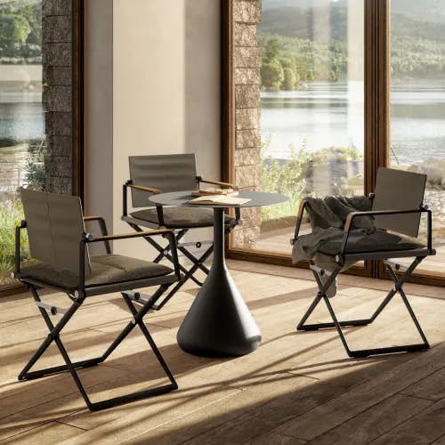 DEDON SEAX Folding Armchairs | SATELLITE Round Dining Table