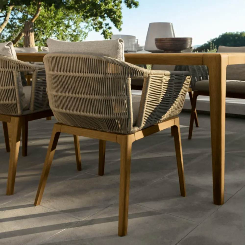 smoked teak: beautiful smoked teak adds an elegant and classic look to the dining set
