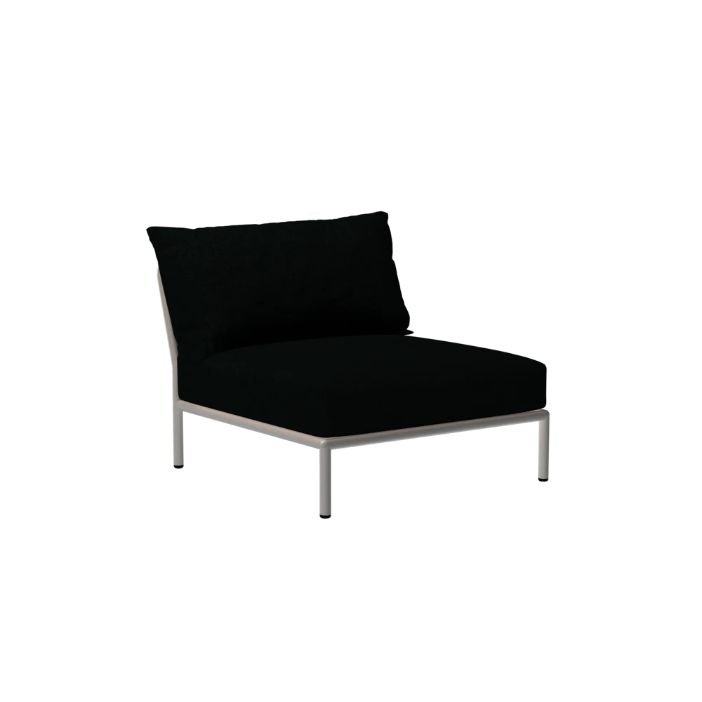 Houe Level 2 Chair | Muted White Powder-Coated Aluminum Frame | Alpine Sunbrella Heritage Fabric Cushion