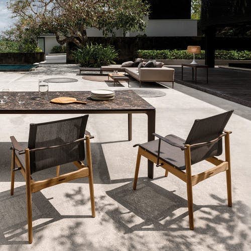 java and sepia sway armchairs with a carver emperador ceramic dining table