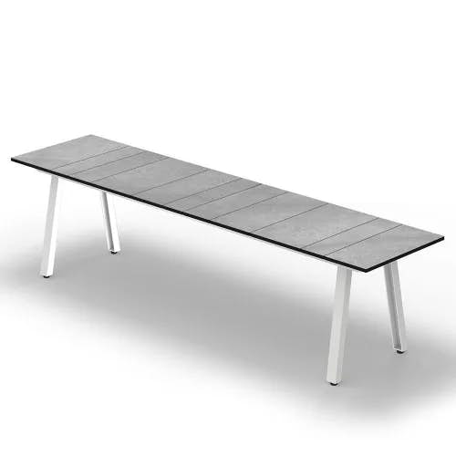 Galvanized Powder-Coated Steel Urban White Frame | Scratched Grey HPL Seat