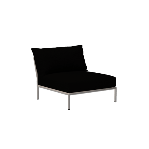 Houe Level 2 Chair | Muted White Powder-Coated Aluminum Frame | Charcoal Sunbrella Heritage Fabric Cushion