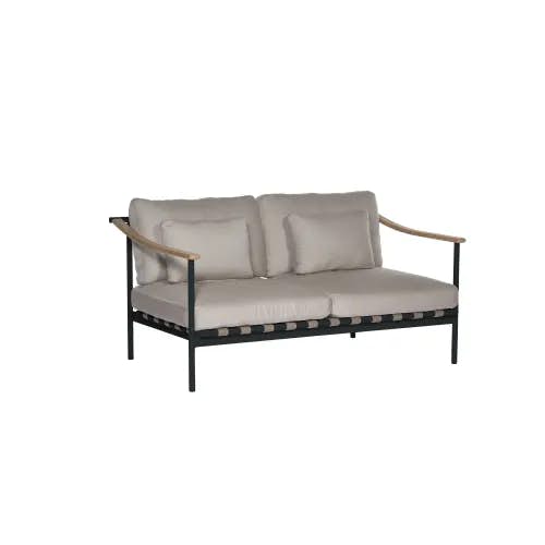Barlow Tyrie Around Deep Seating Double Module - Teak Arms | Forge Grey Aluminum Frame