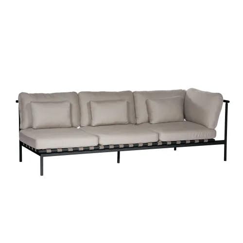 Barlow Tyrie Around Deep Seating Triple Module - Aluminum Right Arm | Forge Grey Aluminum Frame