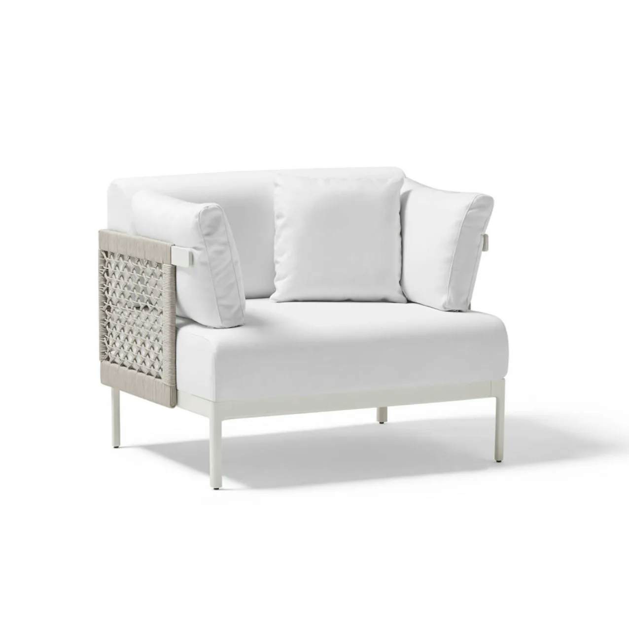 POINT Legacy Lounge Chair (Rope Panels) | Mineral White Powder-Coated Aluminum Frame | Rope Panels