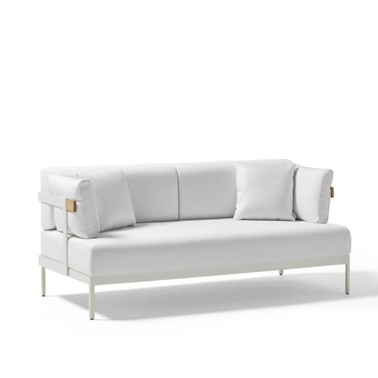 POINT Legacy 2-Seater Sofa | Mineral White Powder-Coated Aluminum Frame | Teak Arm