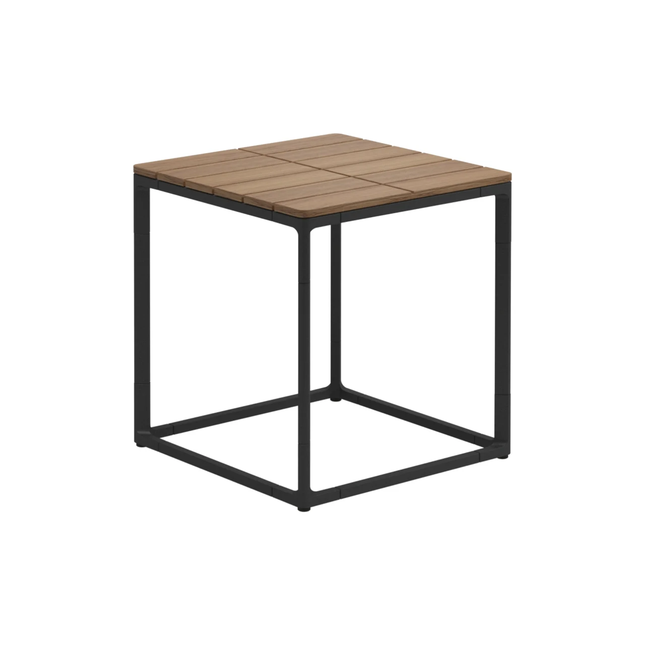 Gloster Maya 18" Square Side Table | Meteor Frame | Teak Top