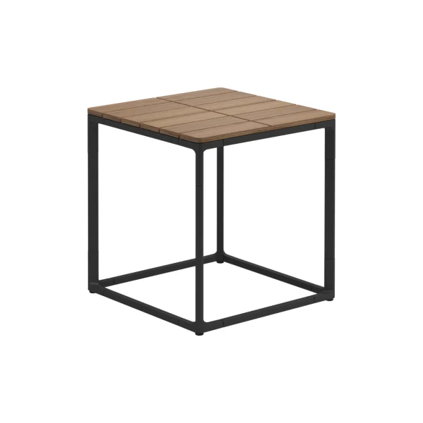 Gloster Maya 18" Square Side Table | Meteor Frame | Teak Top