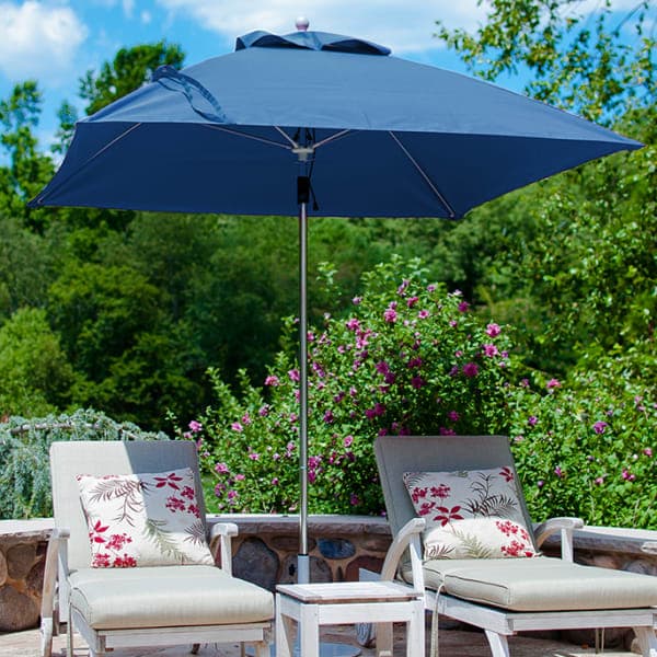 Frankford Monterey 7.5' Square Market Umbrella (Pulley Lift) | Navy Blue Canvas Fabric