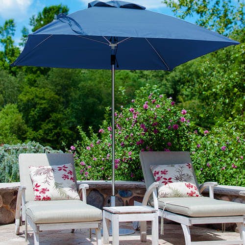 Frankford Monterey 7.5' Square Market Umbrella (Pulley Lift) | Navy Blue Canvas Fabric