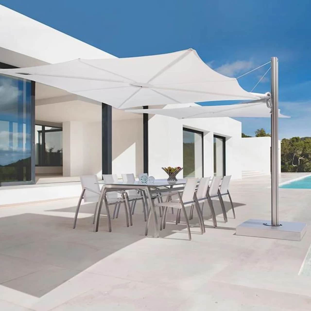 Umbrosa Duo Spectra 8'2" Square 90° Straight Dual Canopy Umbrella
| Solidum, Natural