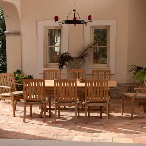 Barlow Tyrie Chesapeake 110" Rectangular Dining Table with Chesapeake Dining Armchairs and Side Chairs