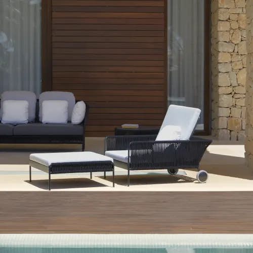 POINT Weave Reclining Sunbed, Ottoman, & Sofa | Black Rope
