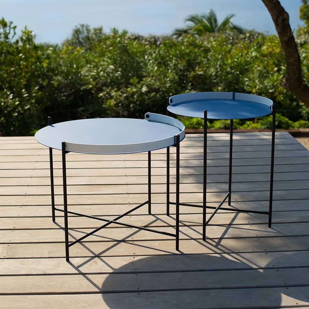 on the move: edge side tables with a handle