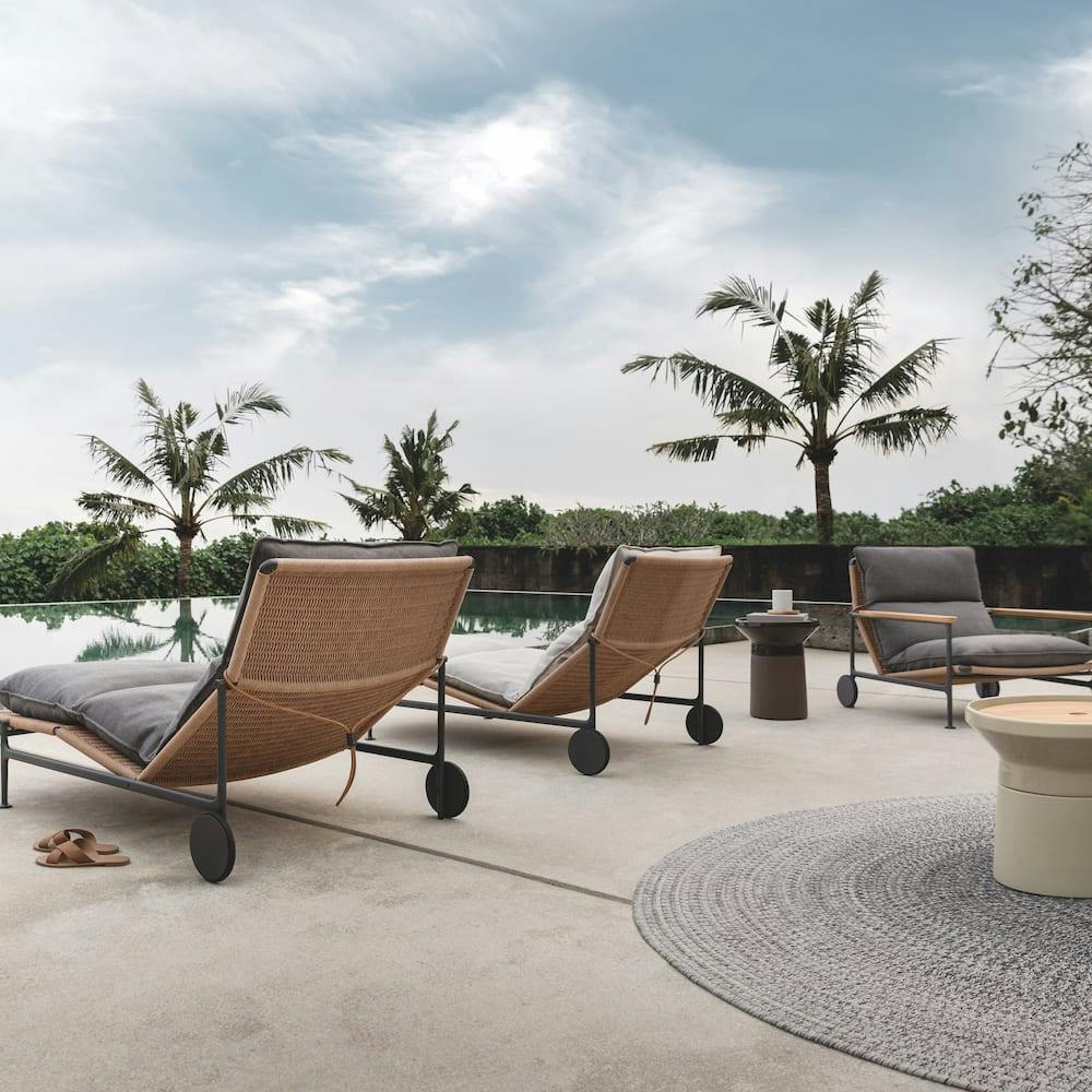 Wicker Sun Loungers and Lounge Chair (Courtesy of Gloster)