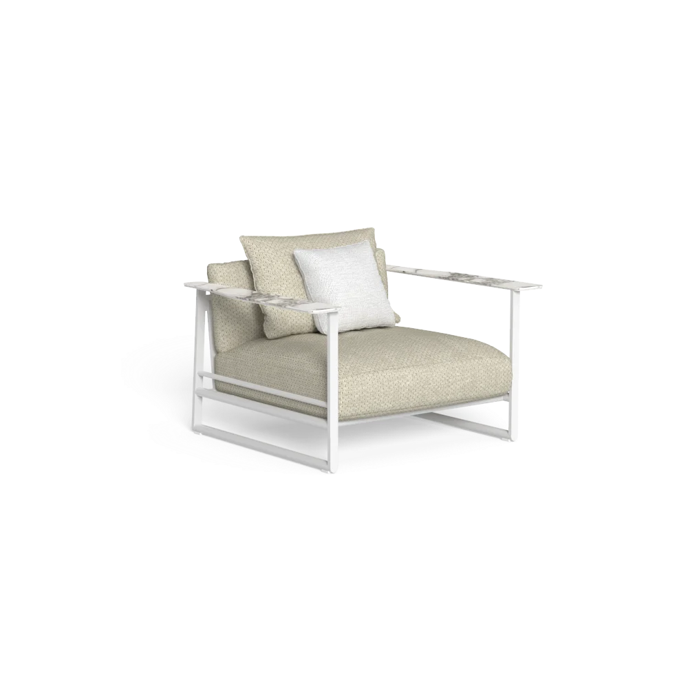Beige Fabric Cushion | White Aluminum