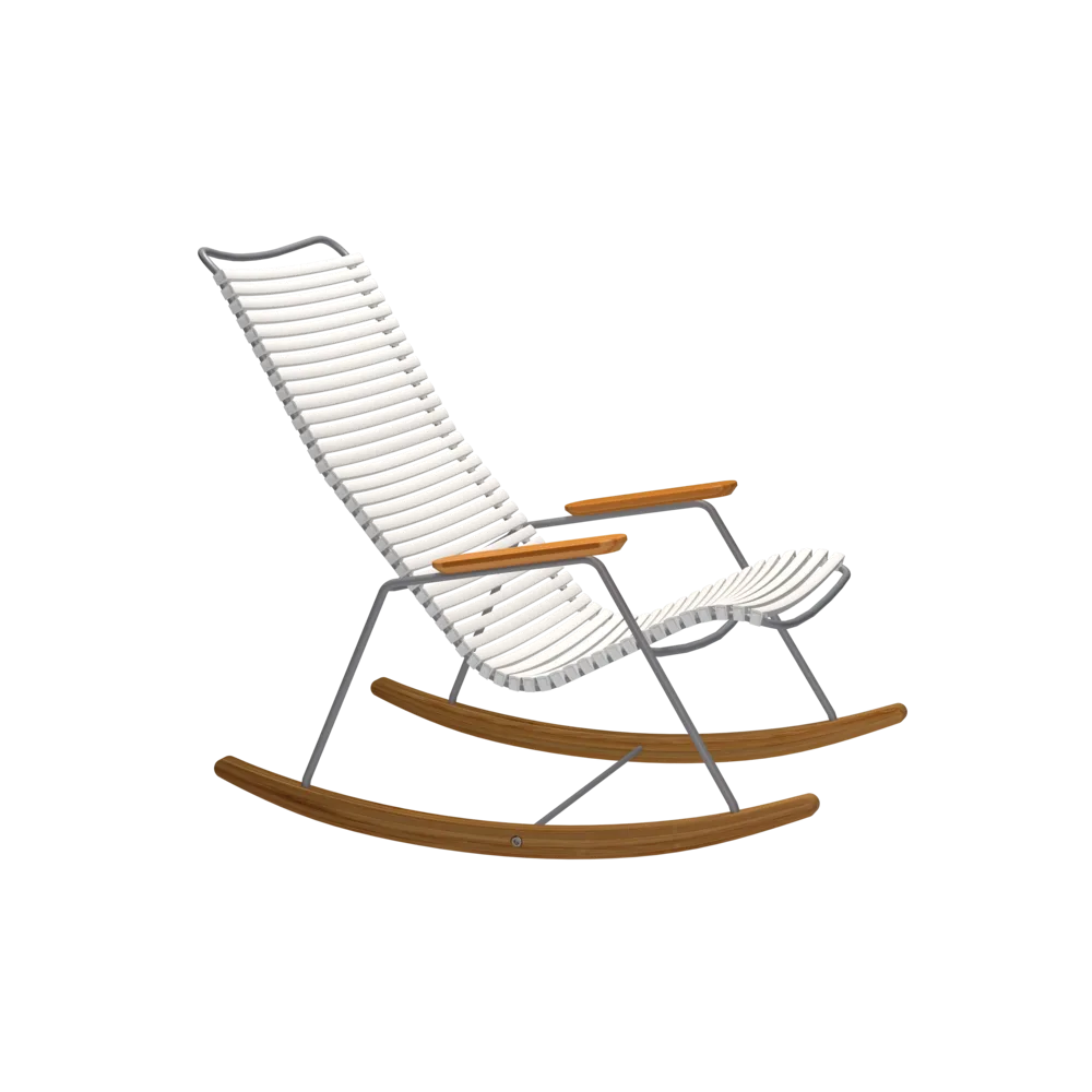 Houe Click Rocking Chair | Muted White Lamellas with Bamboo Armrests