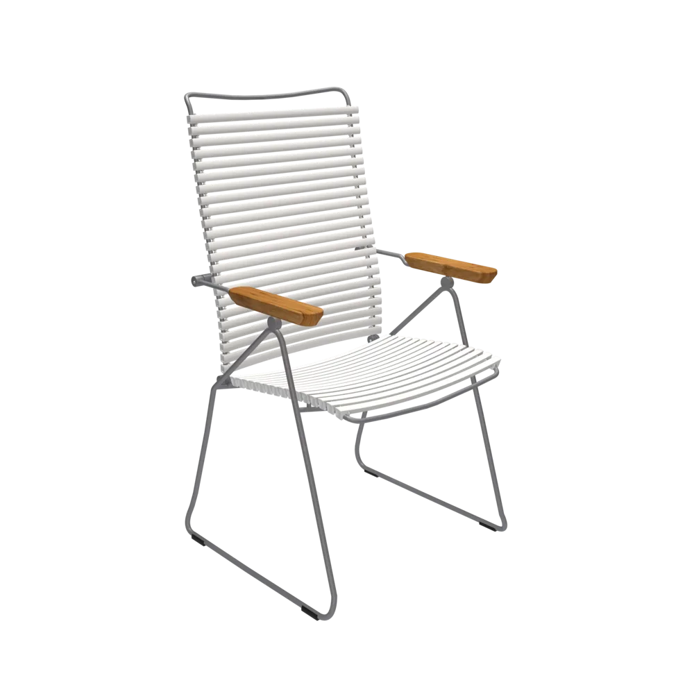 Houe Click Position Chair | Muted White Lamellas with Bamboo Armrests