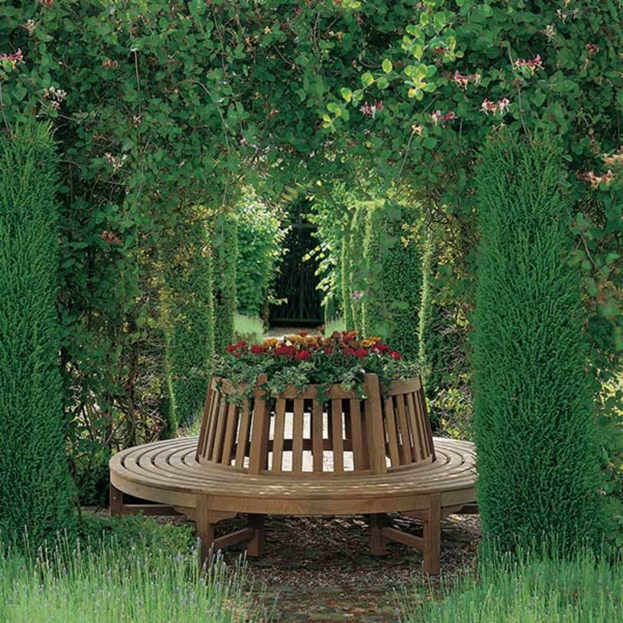 Barlow Tyrie Glenham Circular Teak Tree Bench (half circle)
