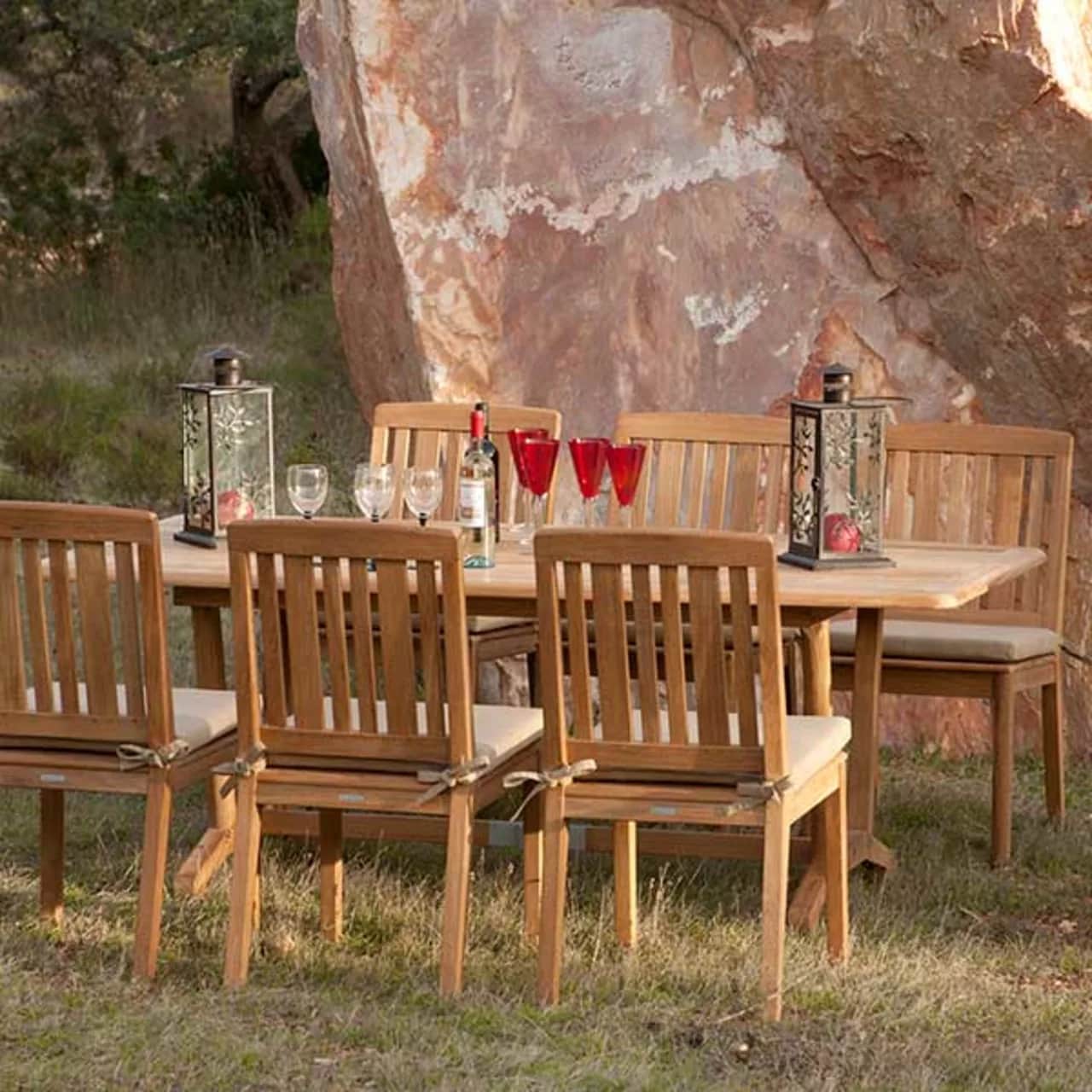 Barlow Tyrie Chesapeake 110" Rectangular Dining Table with Chesapeake Dining Side Chairs