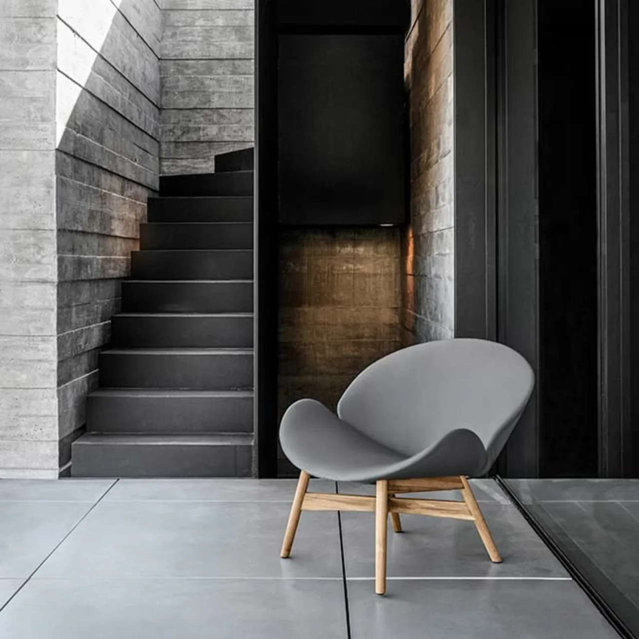 dansk lounge chair in outdoor leather gray