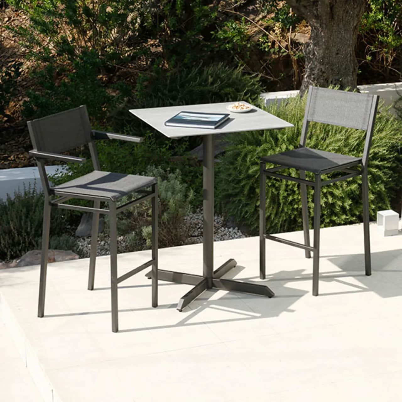 Barlow Tyriie Equinox Painted Pub High Pedestal Table with High Dining Carver and Side Chair