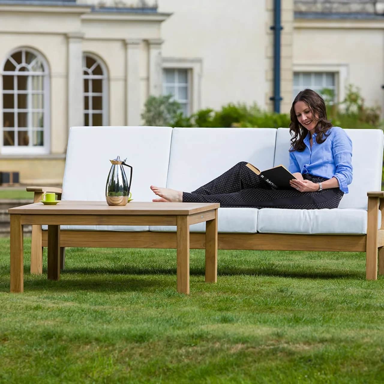 Barlow Tyrie Haven 3-Seater Settee and 39" Square Conversation Table