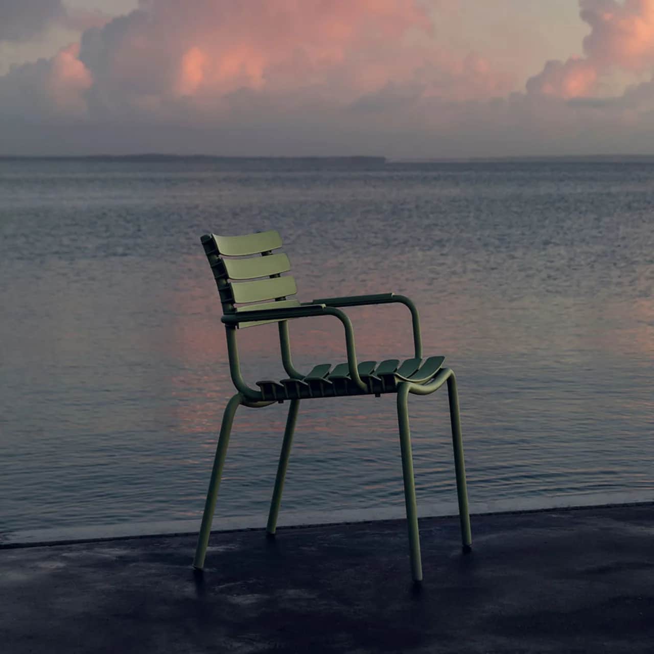 monochrome olive green reclips dining chair