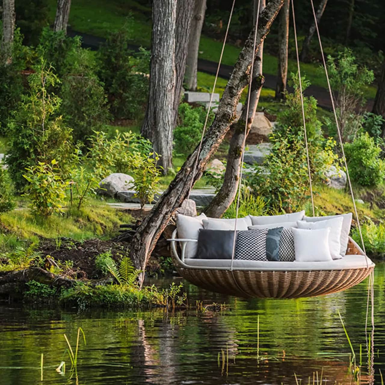 SWINGREST Hanging Lounger with Natural wrapped fiber (Photo courtesy of DEDON)