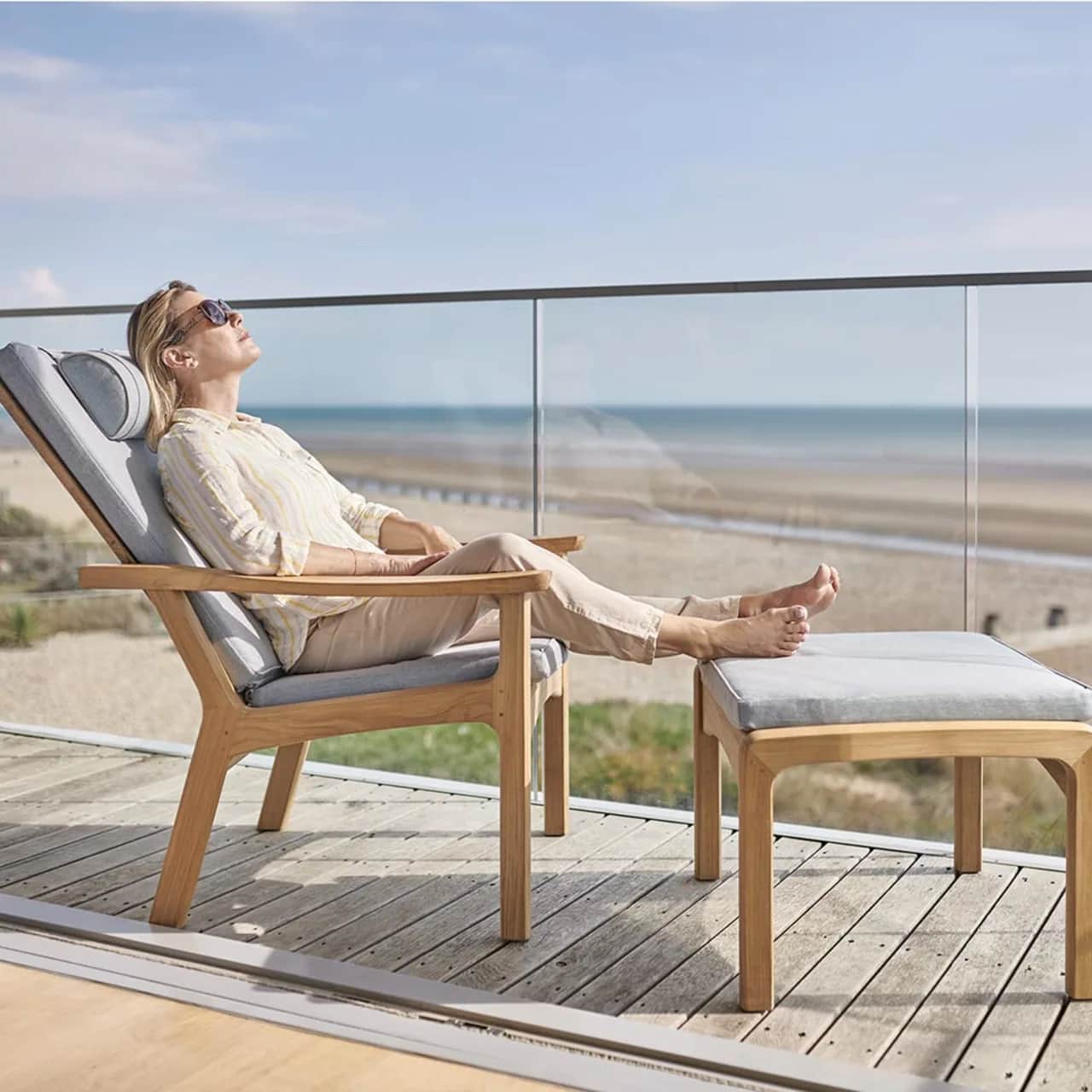 Barlow Tyrie Monterey Deep Seating Armchair with Teak Ottoman