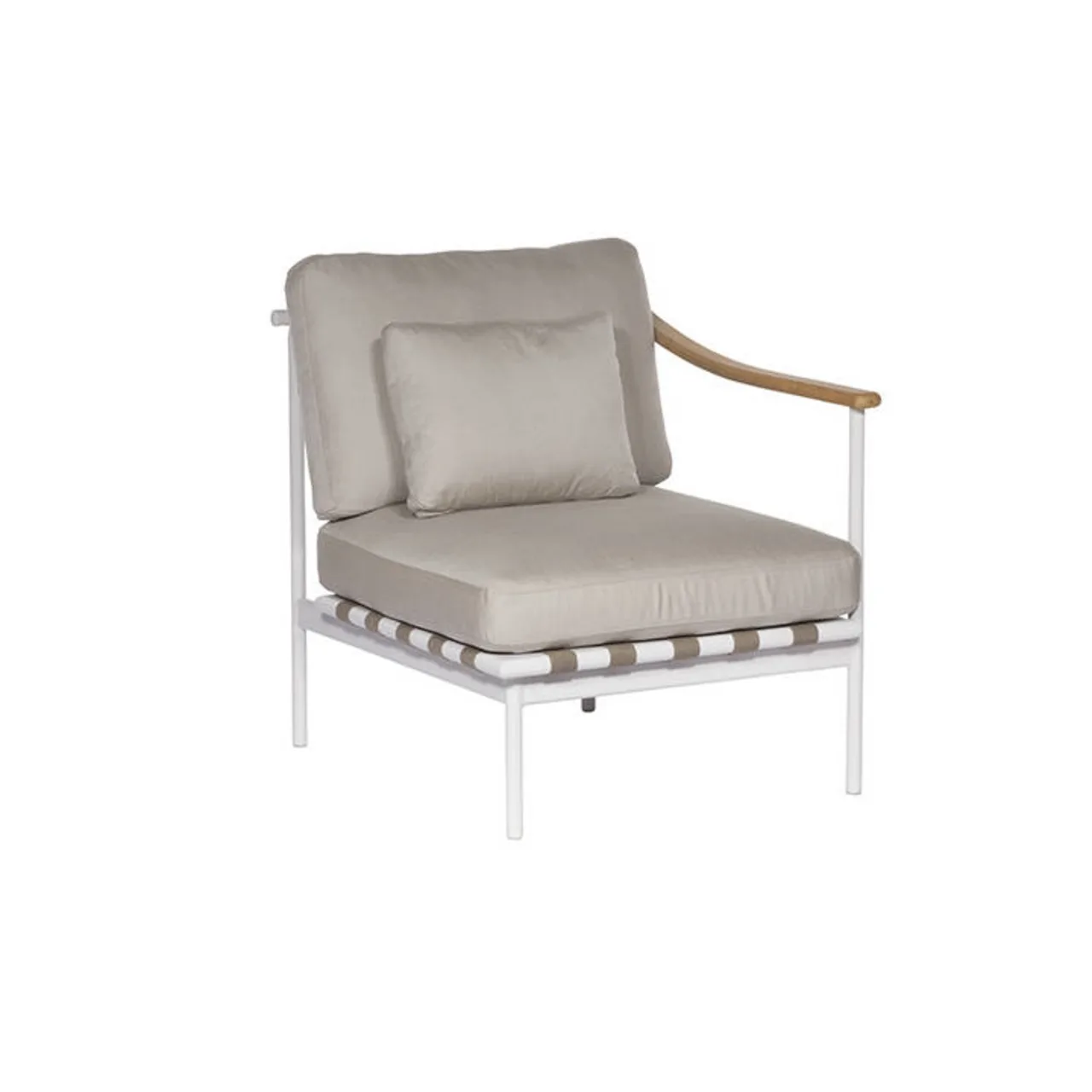 Barlow Tyrie Around Deep Seating Single Module - Teak Right Arm | Arctic White Aluminum Frame