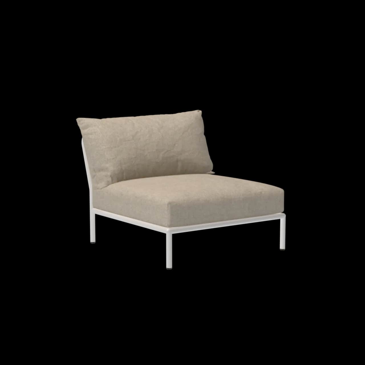 Houe Level 2 Chair | Muted White Powder-Coated Aluminum Frame | Papyrus Sunbrella Heritage Fabric Cushion