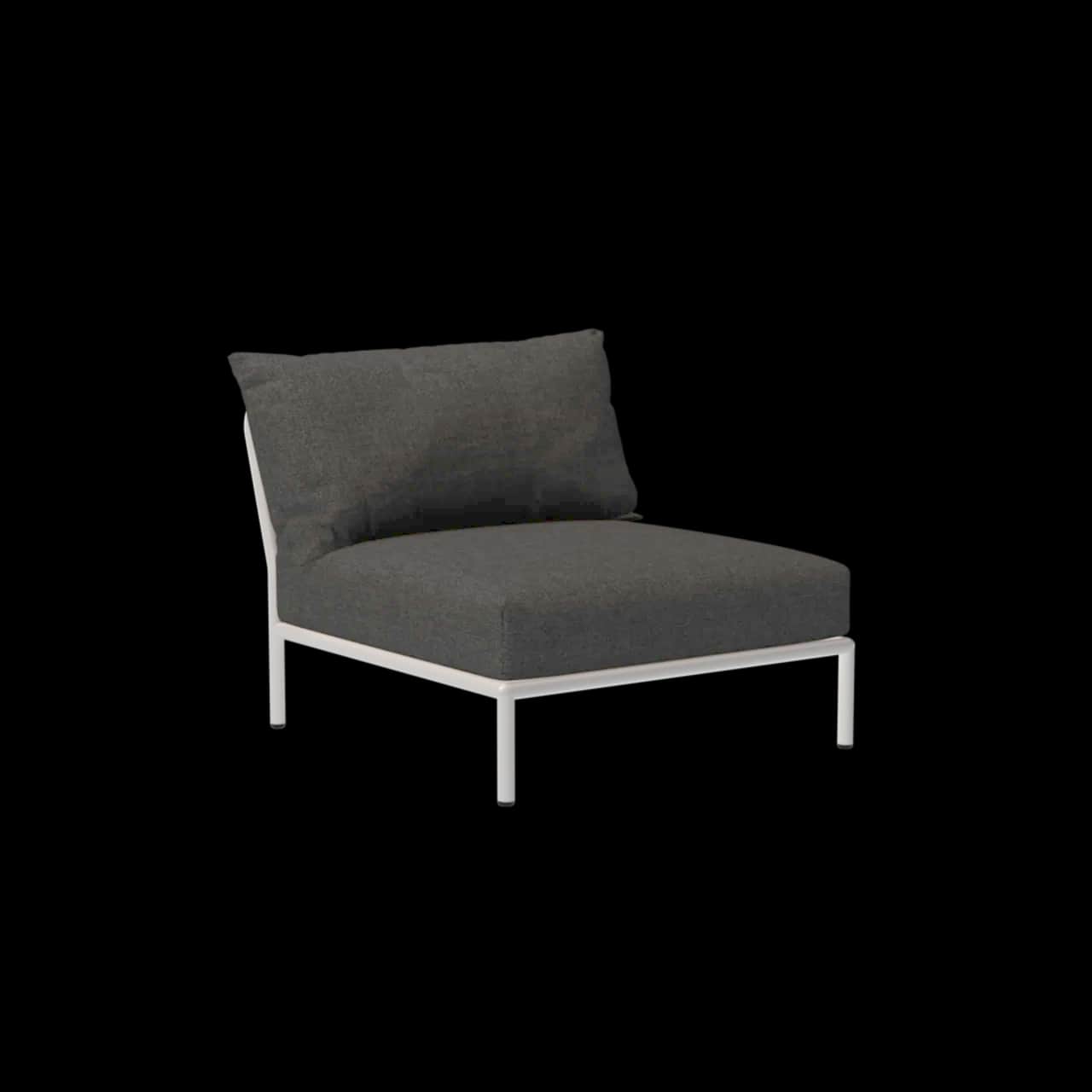 Houe Level 2 Chair | Muted White Powder-Coated Aluminum Frame | Dark Grey Sunbrella Heritage Fabric Cushion