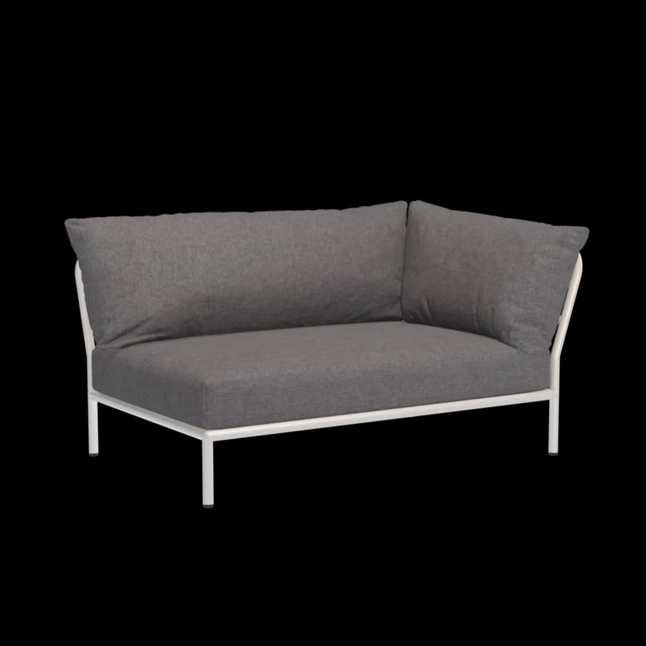 Houe Level 2 Corner Right | Muted White Powder-Coated Aluminum Frame | Slate Sunbrella Heritage Fabric Cushion