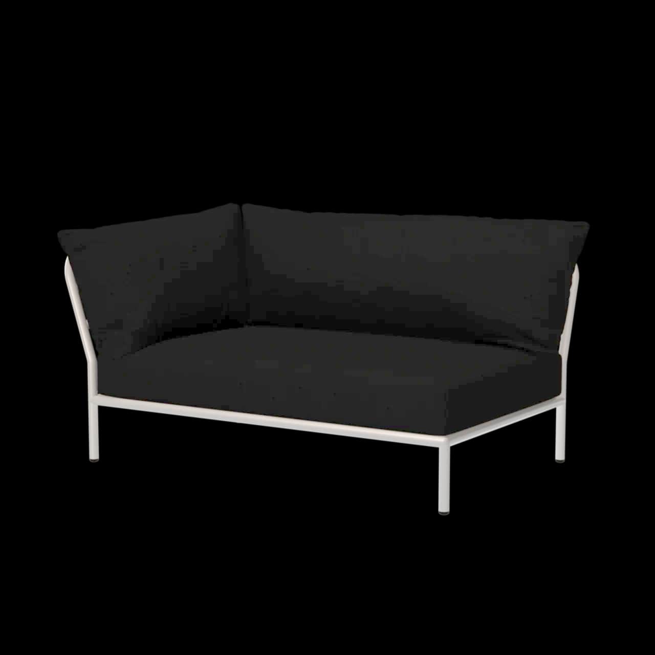Houe Level 2 Corner Left | Muted White Powder-Coated Aluminum Frame | Charcoal Sunbrella Heritage Fabric Cushion