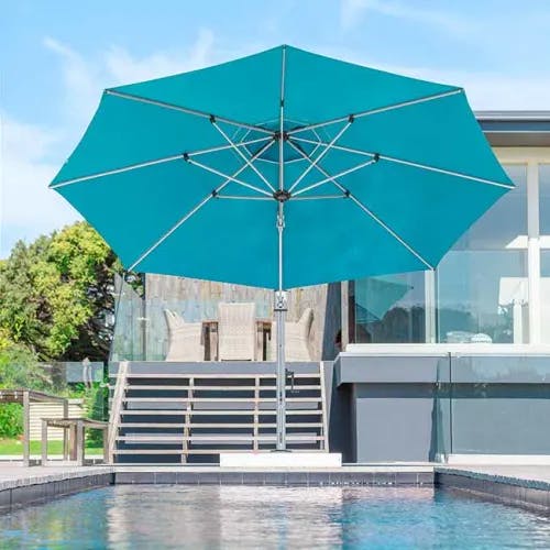 a splash of color: 13' octagonal eclipse cantilever in color turquoise