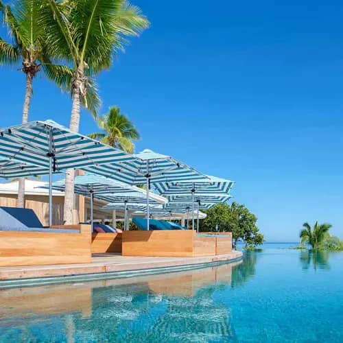 Frankford Monterey 10' Square Giant Market Umbrella | Blue Stripe Canvas Fabric