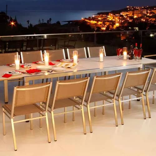 Barlow Tyrie Equinox Extending Dining Table with Stacking Side Chairs