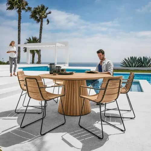 Gloster William Dining Armchairs | Whirl Round Table