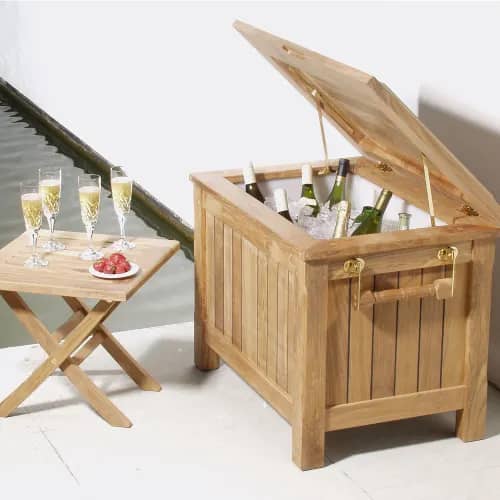 Barlow Tyrie Ascot Recliner Folding Footstool/Side Table with Reims Refreshment Chest