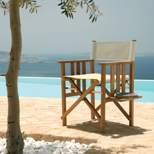 safari folding chair (white sand) with safari tray table perfect for holding your book and/ or drink
