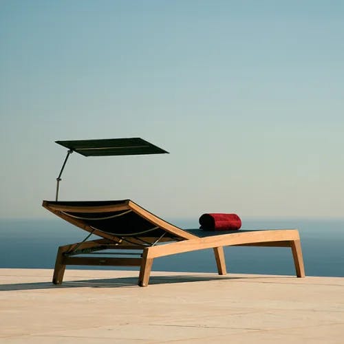 horizon lounger and sun shade (both in sling, color charcoal)