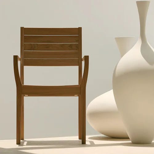 elegant curves: horizon stacking armchair (all teak)