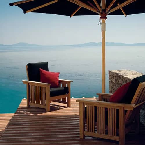 armchair with black cushions