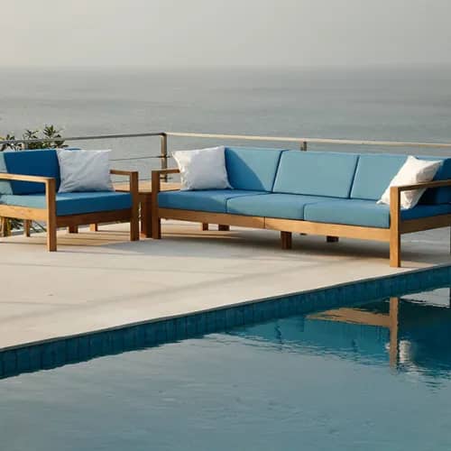 Barlow Tyrie Linear 3-Seater Settee with Linear Armchair and 30" Square Side Table
