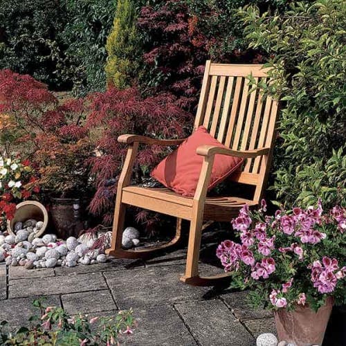 take a seat: newport rocking chair from Barlow Tyrie (throw pillows not included)