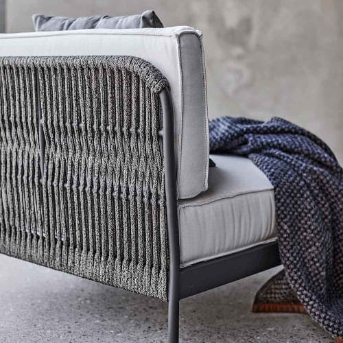 details up-close: durable all-weather rope creates a sturdy frame for cushions