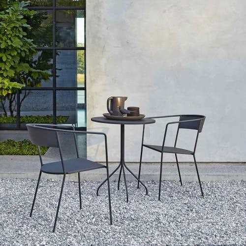 24" Bistro Table | Stacking Armchairs
