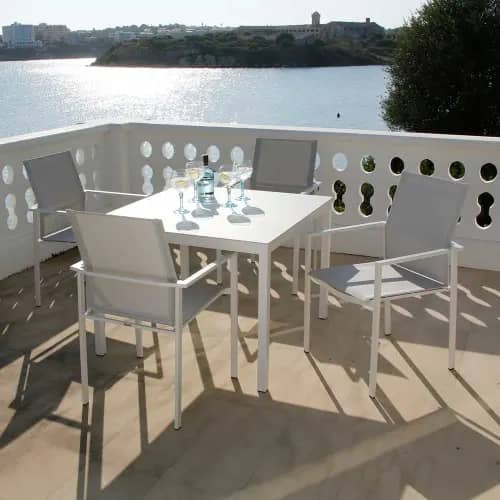 Barlow Tyrie Mercury Armchairs with Equinox 39" Dining Table