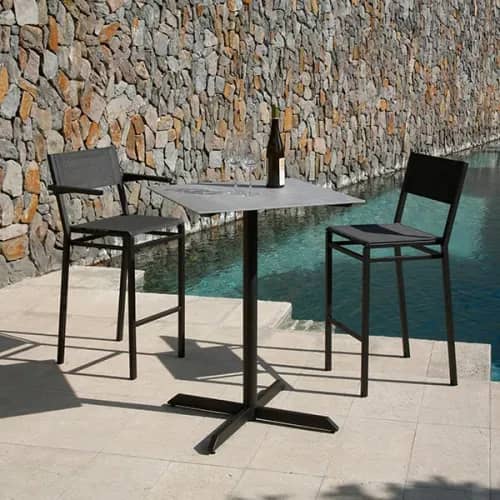 perfect set-up: the equinox bar collection in graphite frame, carbon sling and dusk ceramic top (also available in arctic white frame, seagull sling and frost ceramic top)
